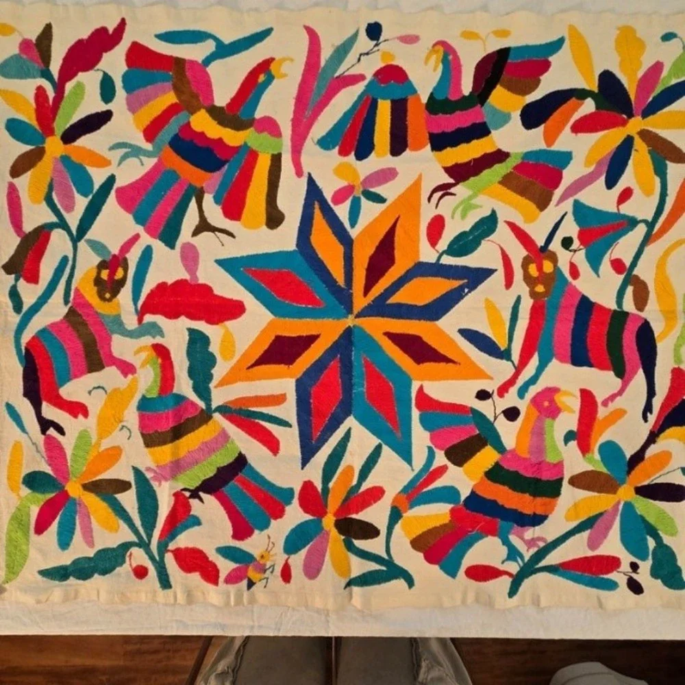 Vintage Otomi Tenango Embroidery Mexican Fold Art Textile Wall Hanging‎ 34